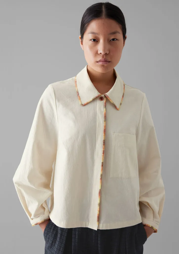 TOAST Hand Embroidered Textured Cotton Shirt-Women Shirts|Tops & Tees