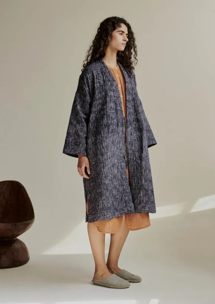 TOAST Hand Woven Crosshatch Kantha Gown-Women Gowns|Nightwear