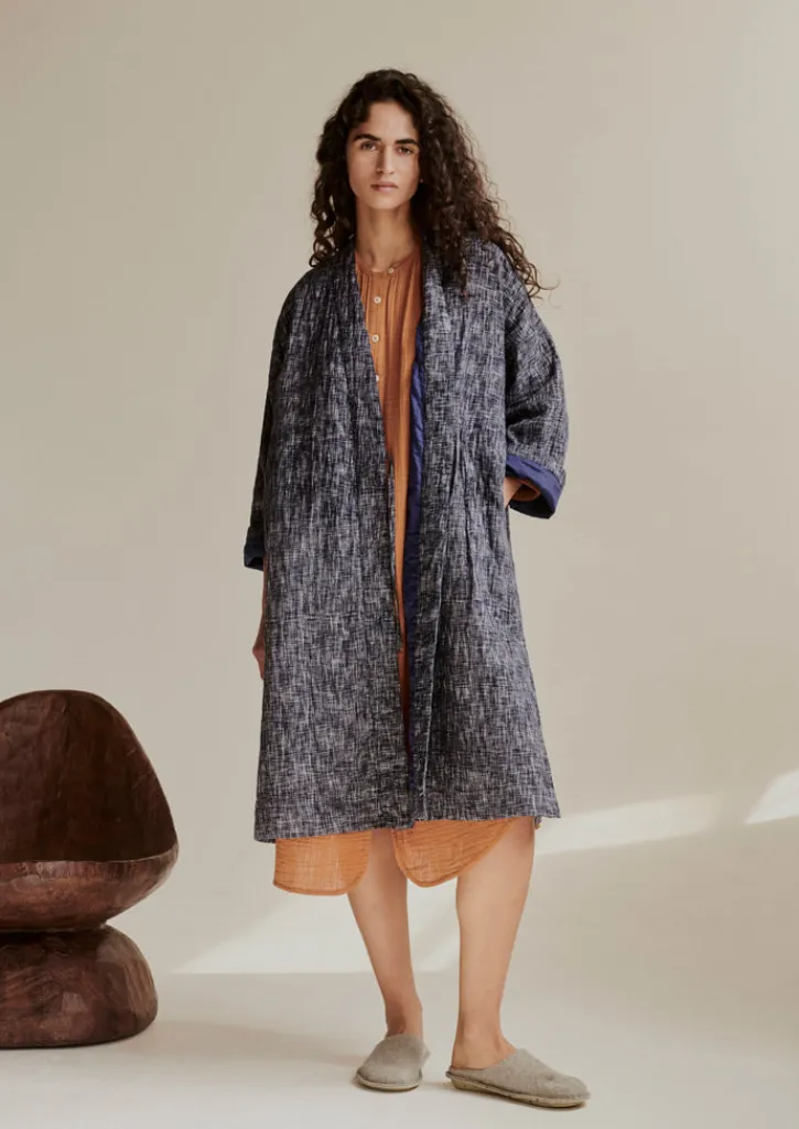 TOAST Hand Woven Crosshatch Kantha Gown-Women Gowns|Nightwear