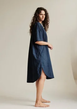 TOAST Hand Woven Sketched Check Nightdress-Women Nightwear|Loungewear