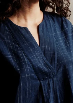 TOAST Hand Woven Sketched Check Nightdress-Women Nightwear|Loungewear