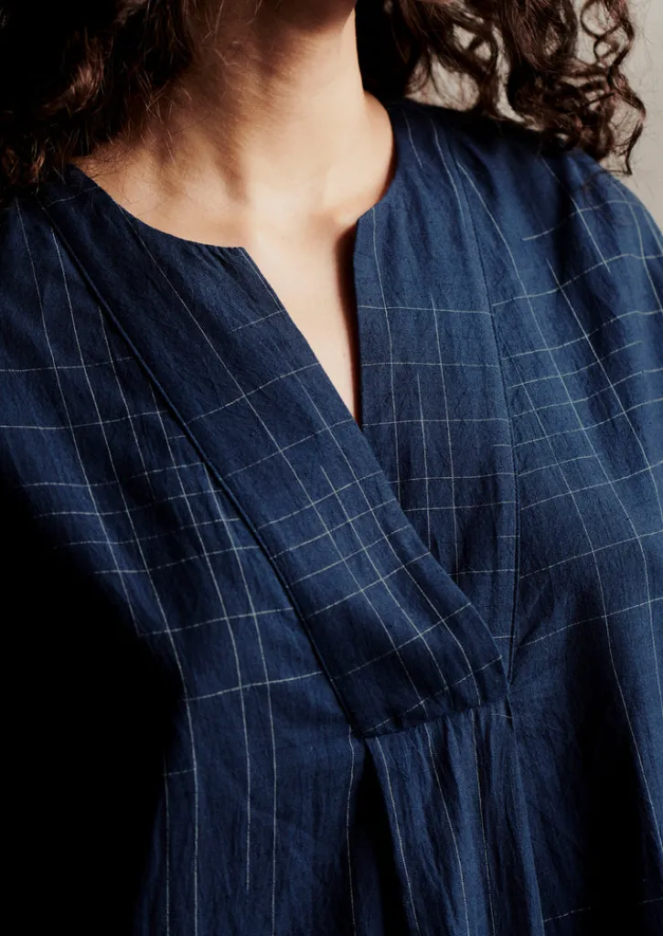 TOAST Hand Woven Sketched Check Nightdress-Women Nightwear|Loungewear
