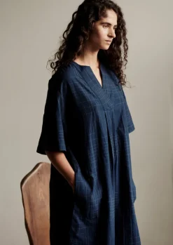 TOAST Hand Woven Sketched Check Nightdress-Women Nightwear|Loungewear