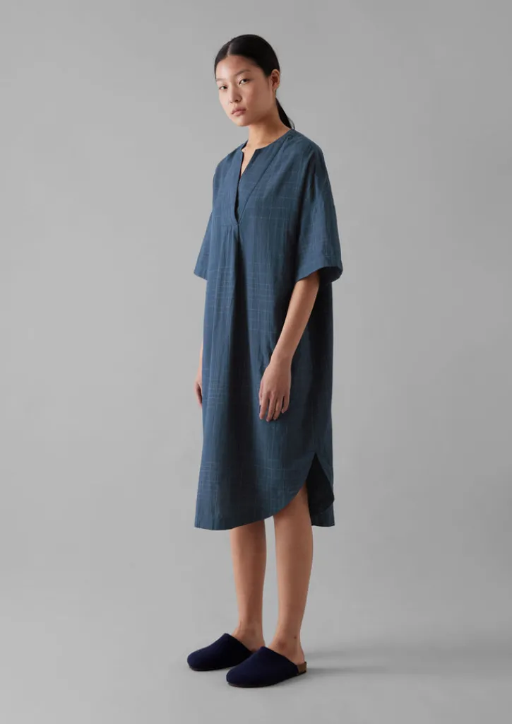 TOAST Hand Woven Sketched Check Nightdress-Women Nightwear|Loungewear