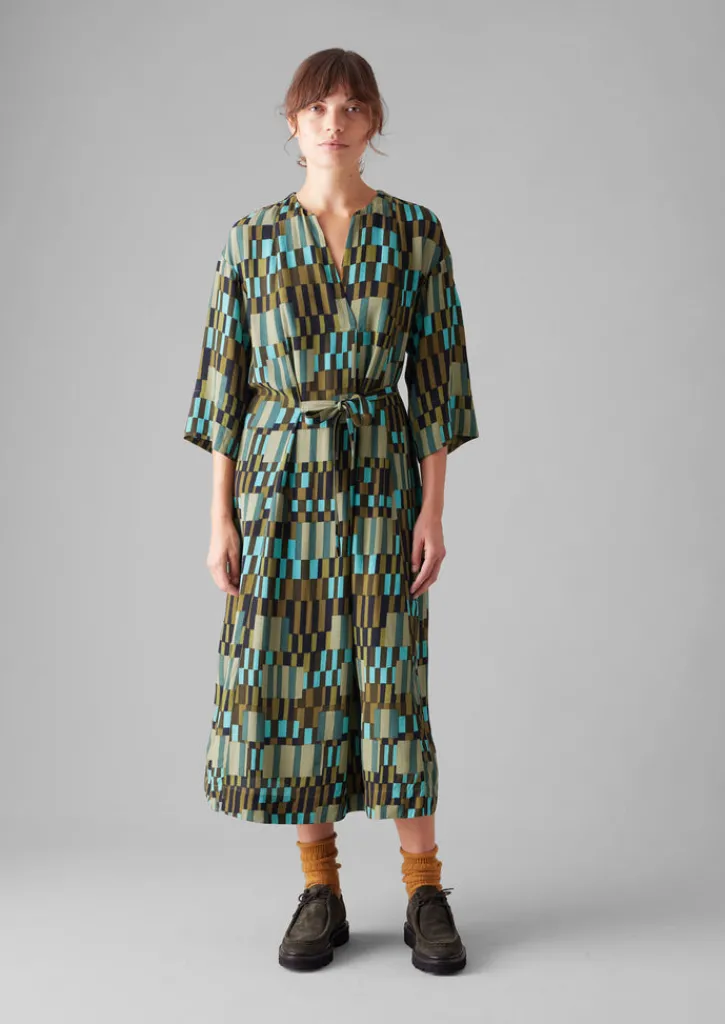 TOAST Irregular Check Print Tie Front Dress-Women Dresses
