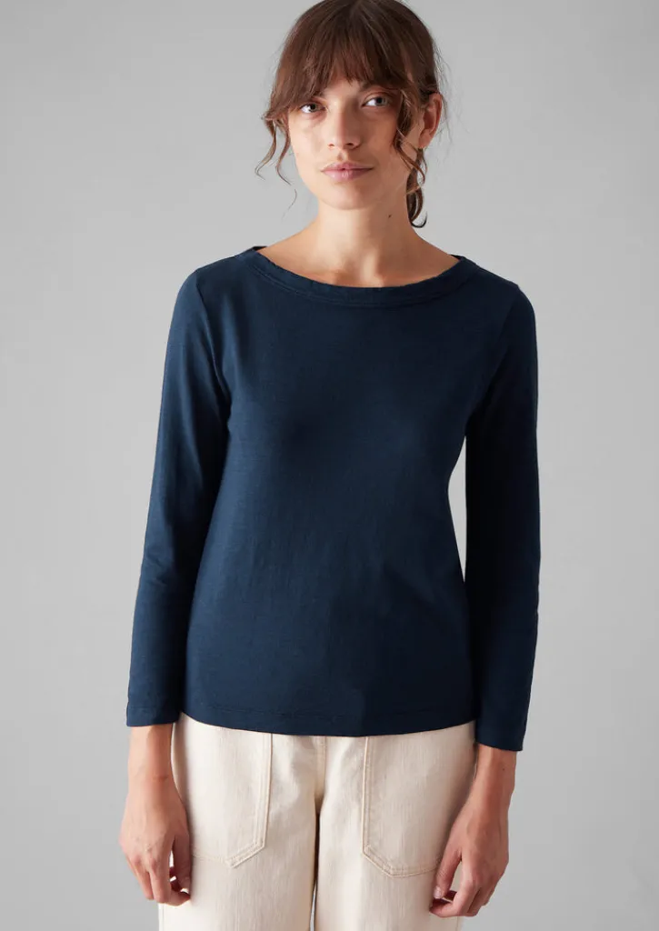 TOAST Lia Garment Dyed Boat Neck Tee-Women Jersey|Tops & Tees