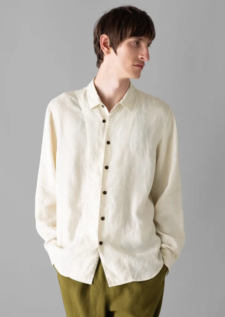 TOAST Loop Button Linen Shirt- Linen|Shirts