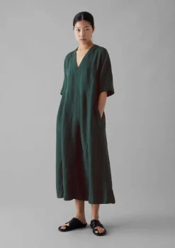 TOAST Lyocell Linen Herringbone Panel Dress-Women Linen|Dresses