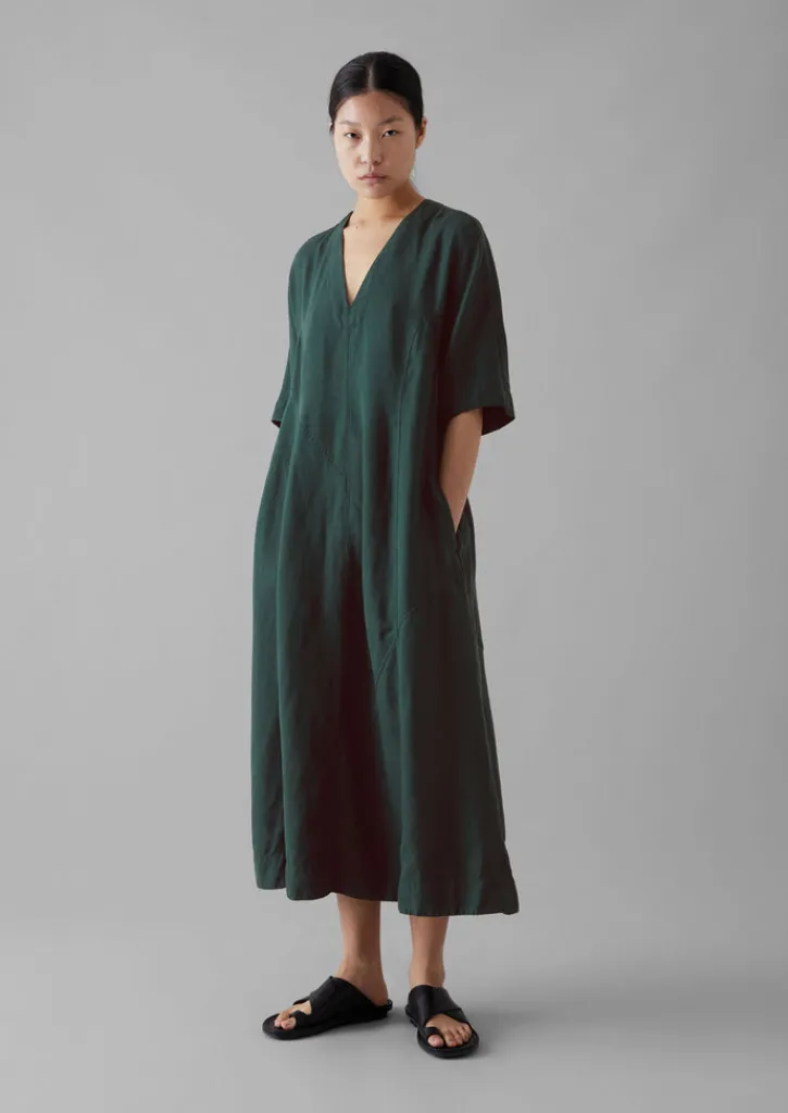 TOAST Lyocell Linen Herringbone Panel Dress-Women Linen|Dresses