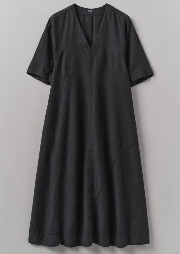 TOAST Lyocell Linen Herringbone Panel Dress-Women Linen|Dresses