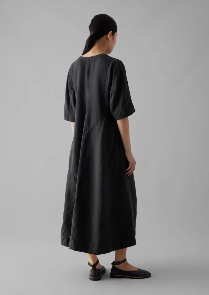 TOAST Lyocell Linen Herringbone Panel Dress-Women Linen|Dresses