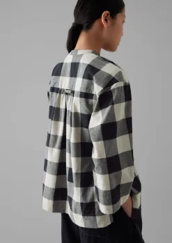 TOAST Macro Gingham Cotton Cashmere Shirt-Women Cashmere|Loungewear