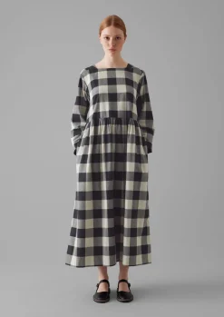 TOAST Macro Gingham Cotton Cashmere Dress-Women Cashmere|Loungewear