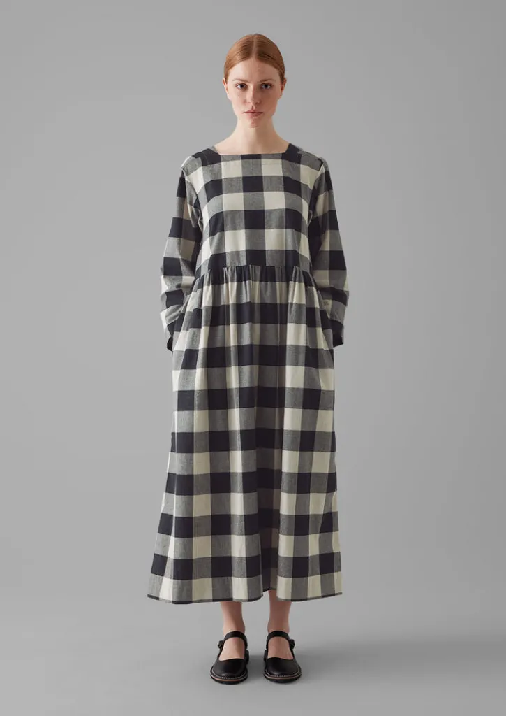 TOAST Macro Gingham Cotton Cashmere Dress-Women Cashmere|Loungewear
