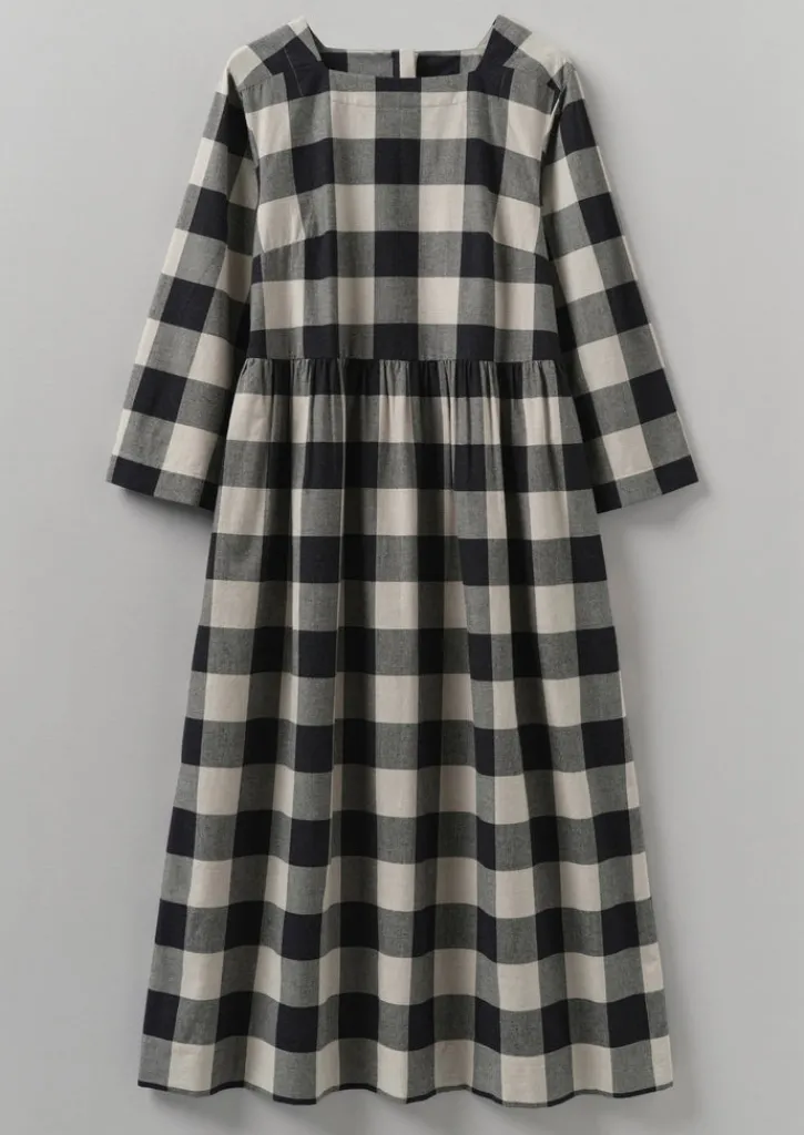 TOAST Macro Gingham Cotton Cashmere Dress-Women Cashmere|Loungewear