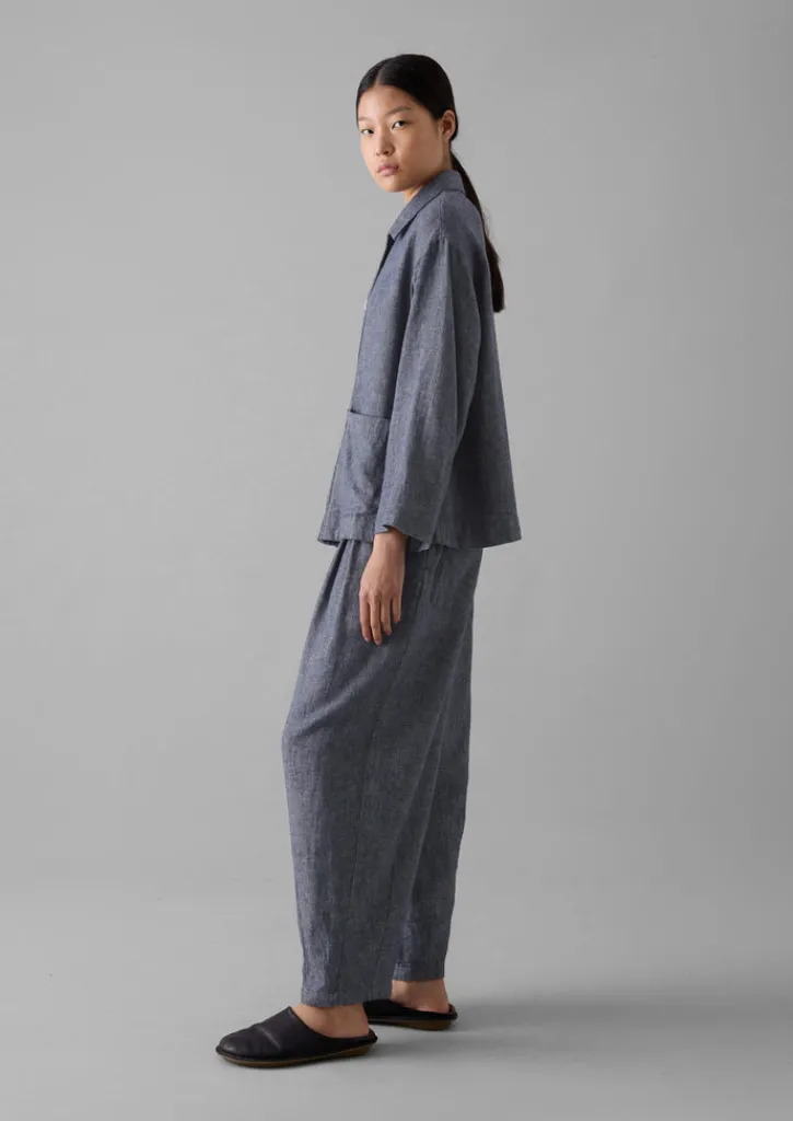 TOAST Minako Cotton Linen Twill Trousers-Women Linen|Loungewear