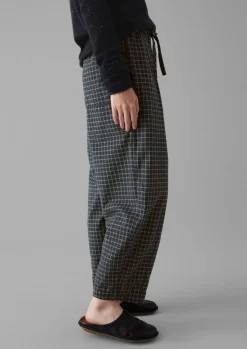 TOAST Minako Graph Check Cotton Cashmere Trousers-Women Cashmere|Loungewear
