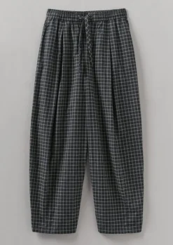 TOAST Minako Graph Check Cotton Cashmere Trousers-Women Cashmere|Loungewear