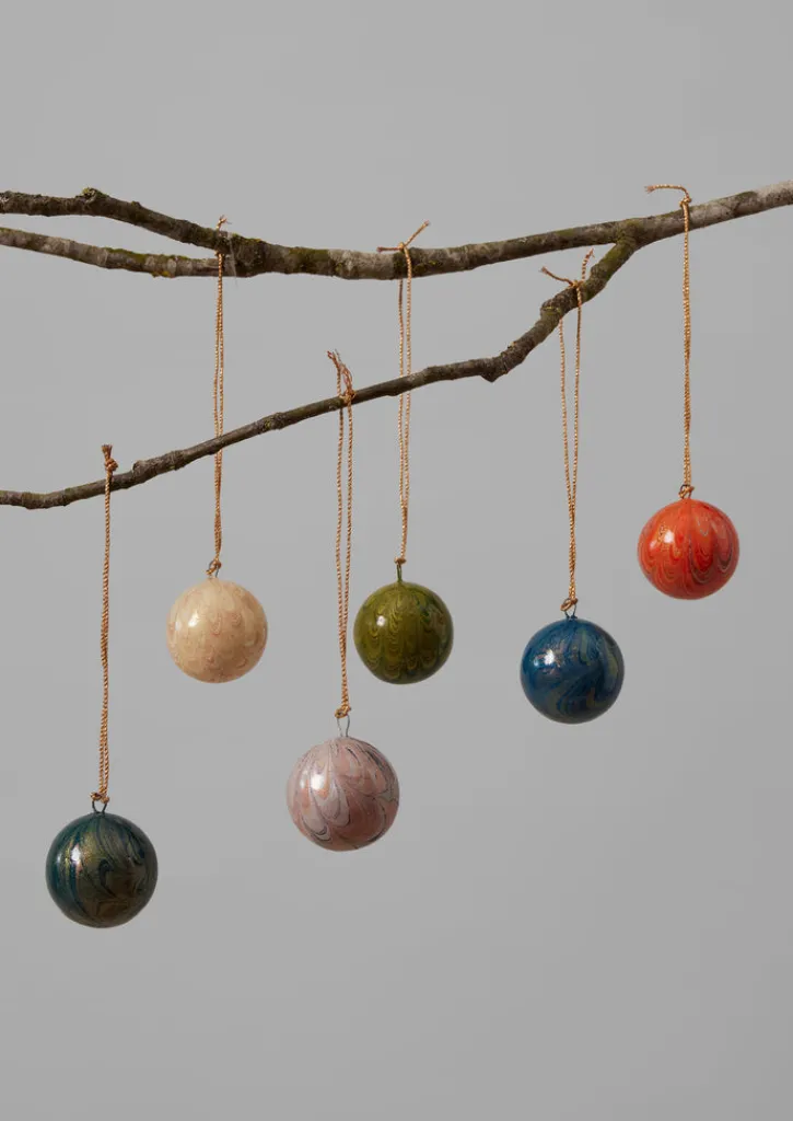 TOAST Mini Hand Marbled Bauble Set- Christmas Decorations