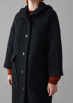 TOAST Navy Wool Hooded Coat-Women Coats & Jackets