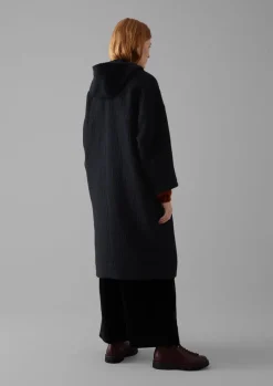 TOAST Navy Wool Hooded Coat-Women Coats & Jackets