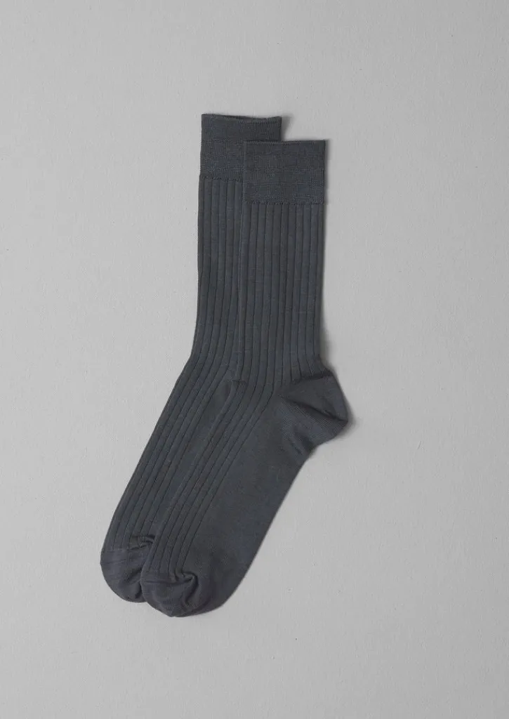TOAST Nishiguchi Kutsushita Silk Cotton Ribbed Socks- Socks