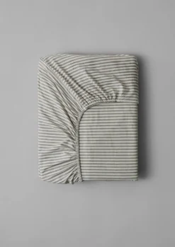 TOAST Organic Cotton Ticking Stripe Fitted Sheet- Textiles|Bed Linen