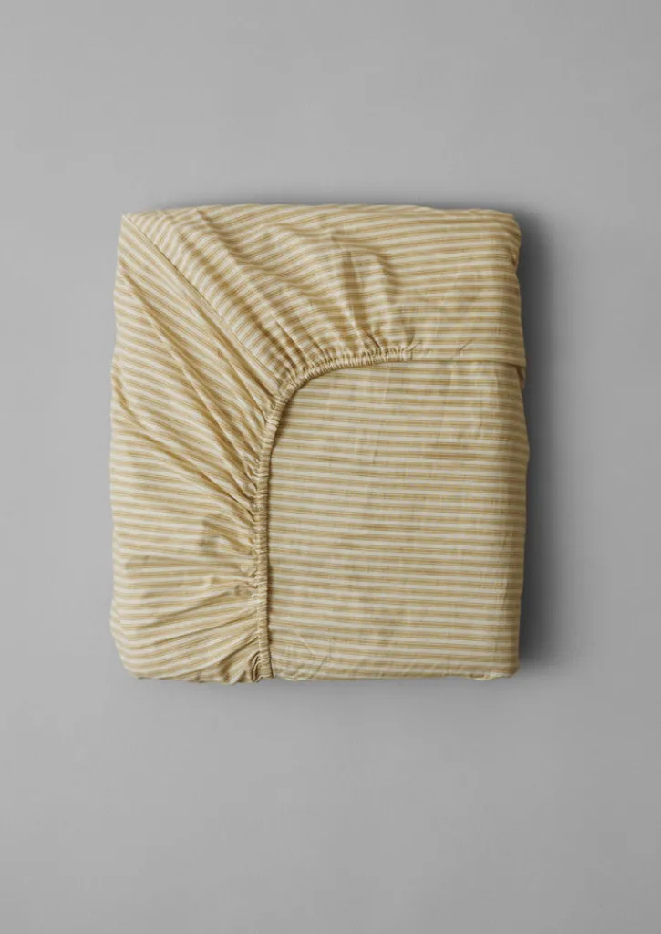 TOAST Organic Cotton Ticking Stripe Fitted Sheet- Textiles|Bed Linen