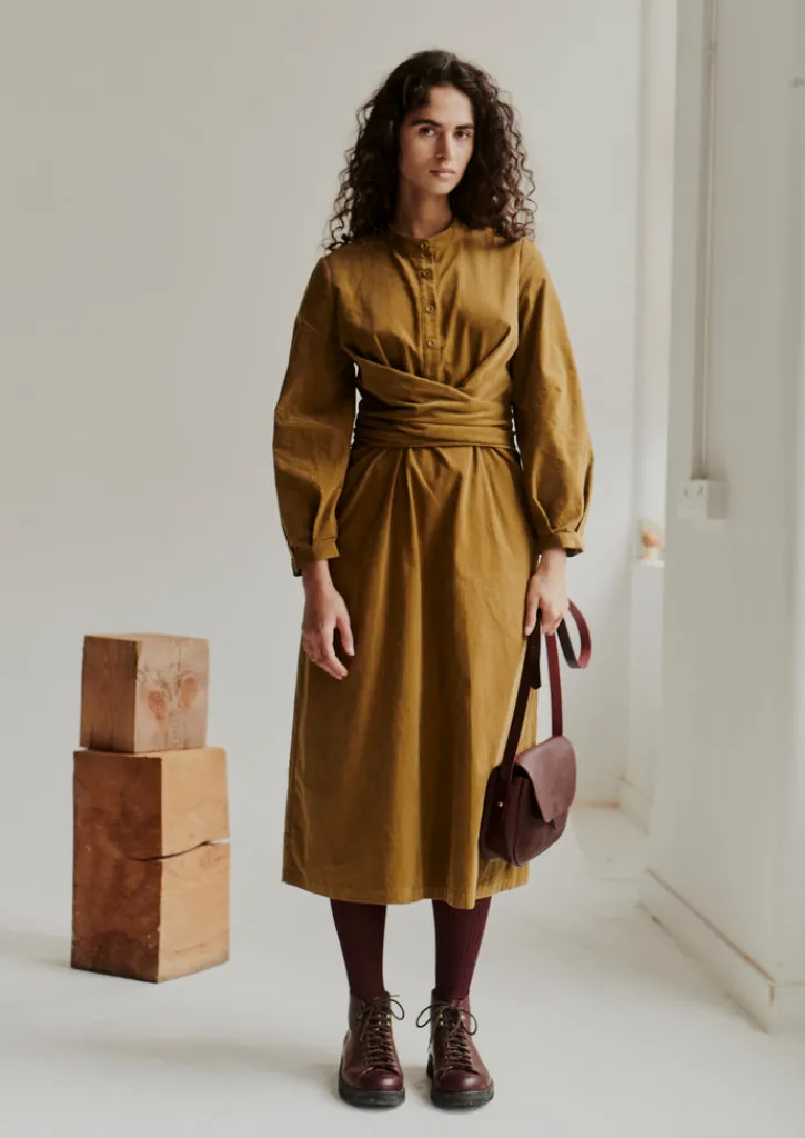 TOAST Organic Needlecord Wrap Dress-Women Cord|Dresses