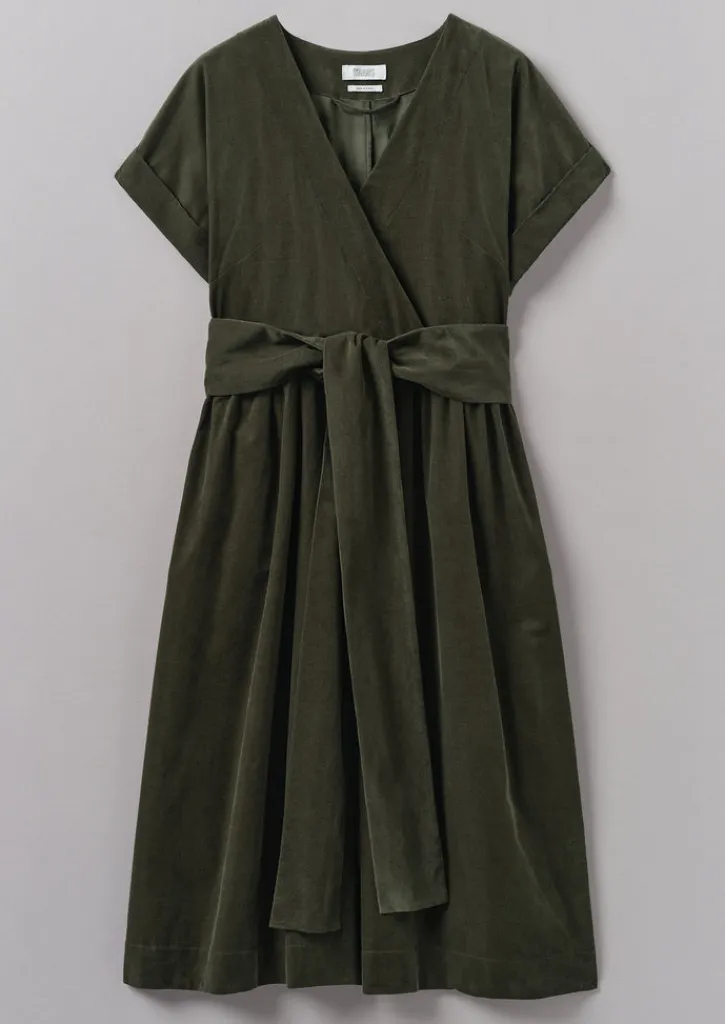 TOAST Organic Needlecord Wrap Front Dress-Women Cord|Dresses