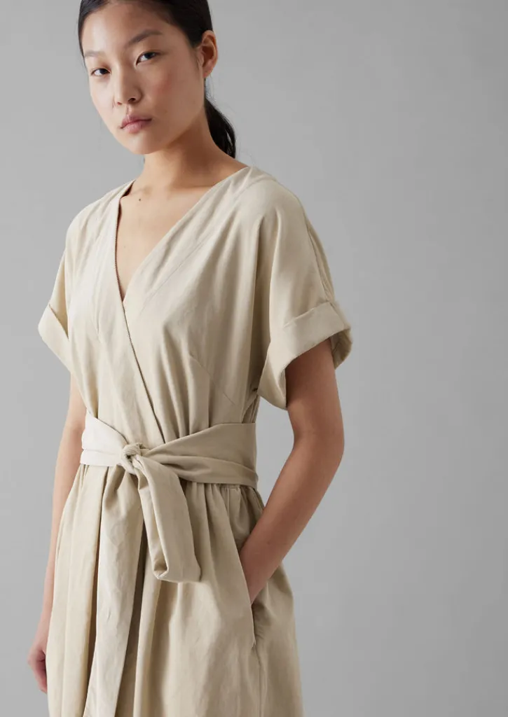 TOAST Organic Needlecord Wrap Front Dress-Women Cord|Dresses