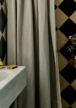 TOAST Organic Ticking Stripe Shower Curtain- Textiles|Bathroom