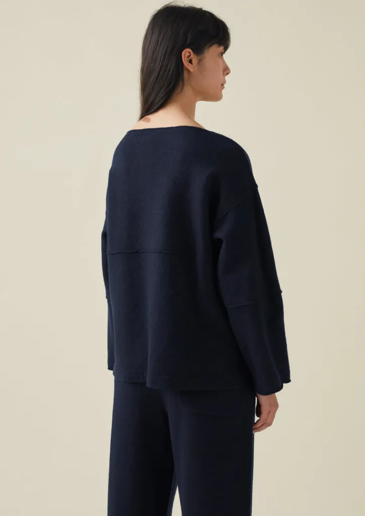 TOAST Panelled Boiled Wool Sweater-Women Knitwear