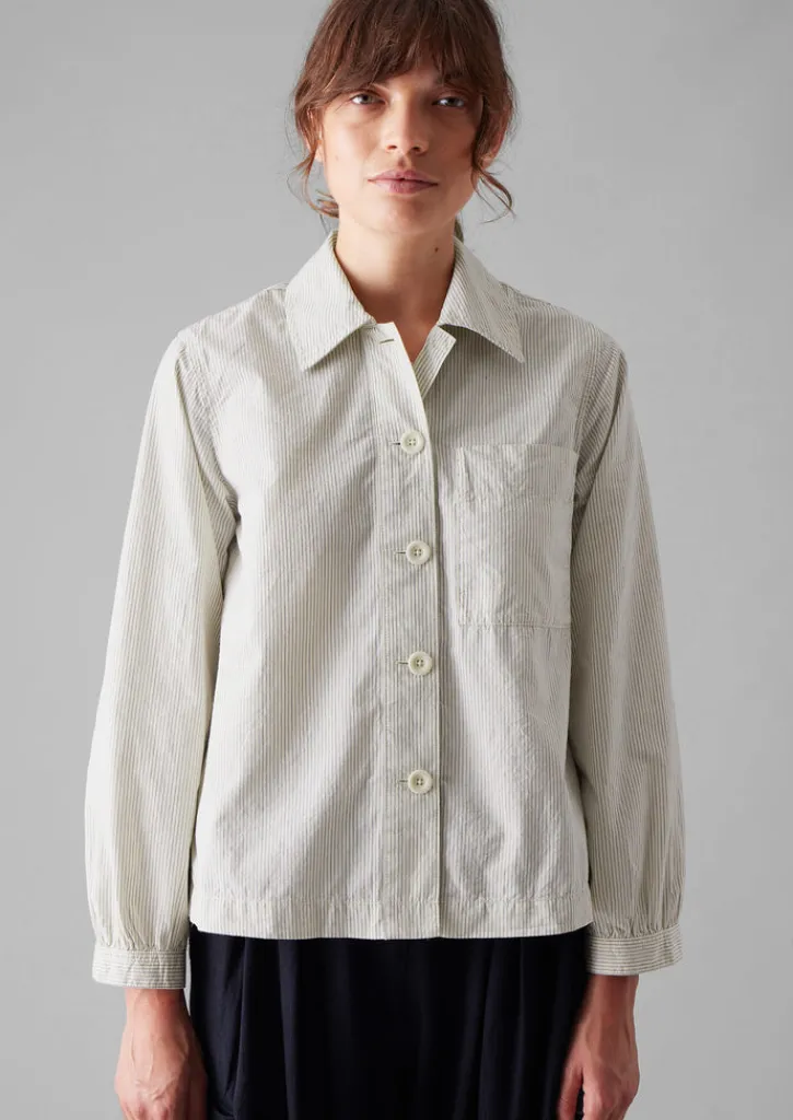 TOAST Patch Pocket Stripe Organic Cotton Shirt-Women Shirts|Tops & Tees