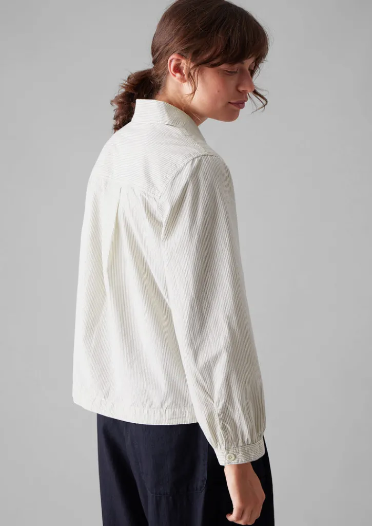 TOAST Patch Pocket Stripe Organic Cotton Shirt-Women Shirts|Tops & Tees