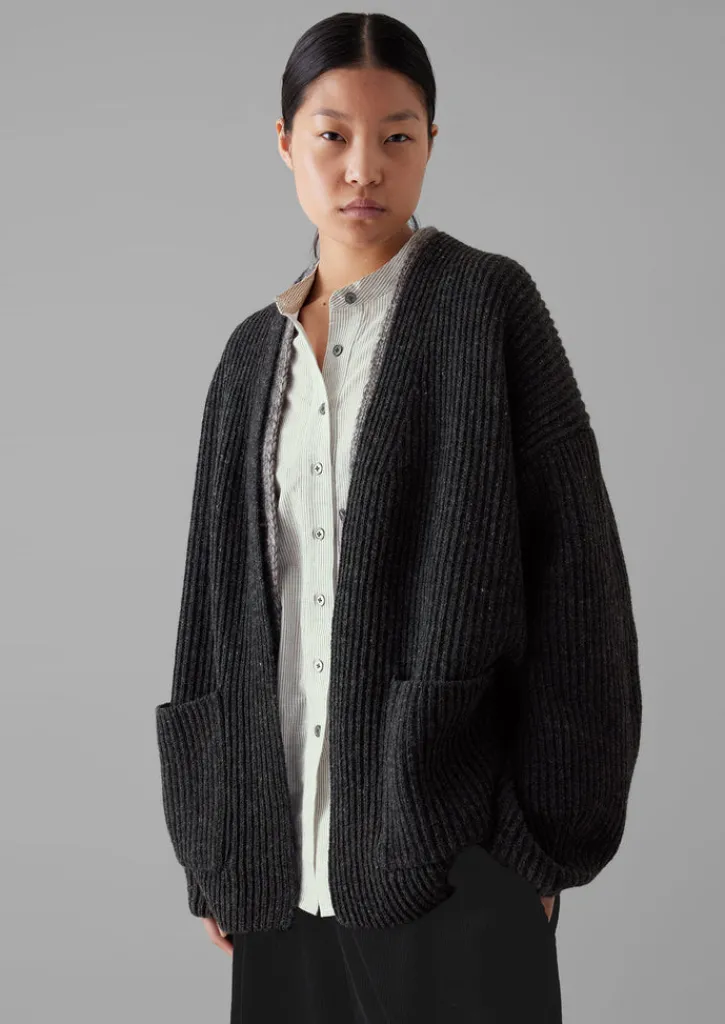 TOAST Ribbed Wool Knitted Cardigan-Women Knitwear