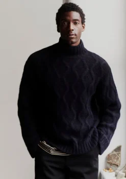 TOAST Roll Neck Cable Knit Sweater- Knitwear