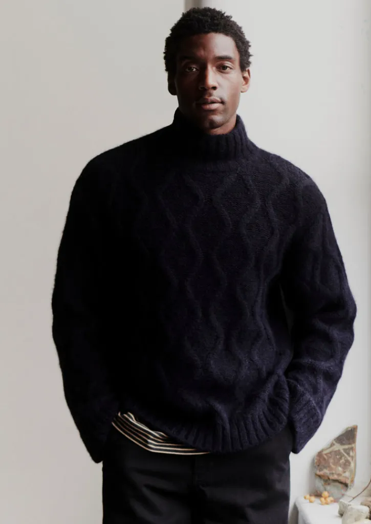 TOAST Roll Neck Cable Knit Sweater- Knitwear