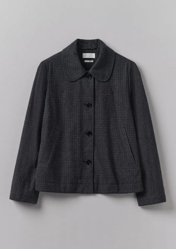 TOAST Seersucker Check Round Collar Jacket-Women Coats & Jackets