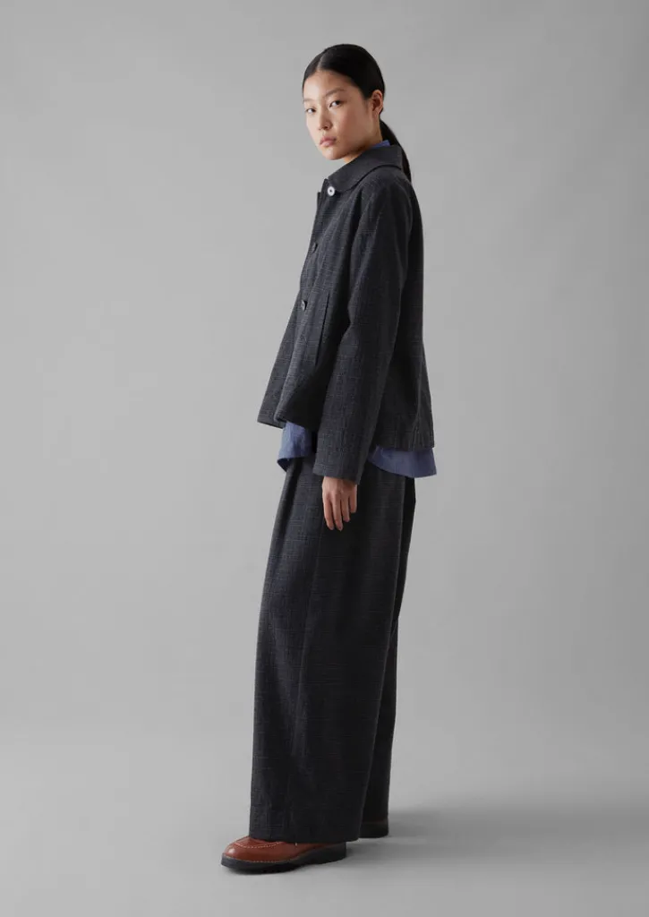 TOAST Seersucker Check Round Collar Jacket-Women Coats & Jackets