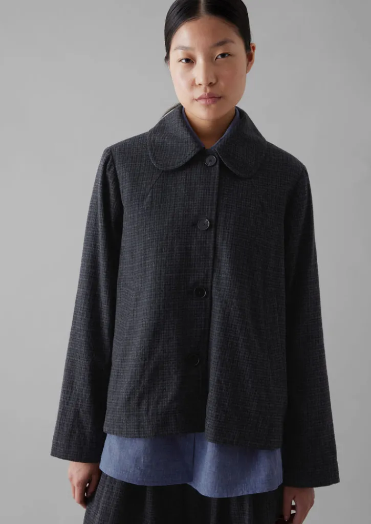 TOAST Seersucker Check Round Collar Jacket-Women Coats & Jackets