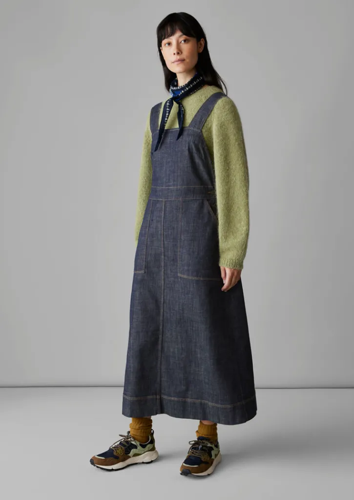 TOAST Side Button Denim Pinafore Dress-Women Denim|Dresses