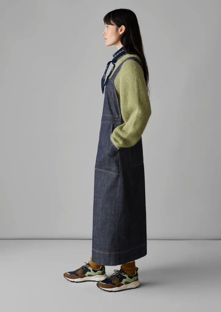 TOAST Side Button Denim Pinafore Dress-Women Denim|Dresses