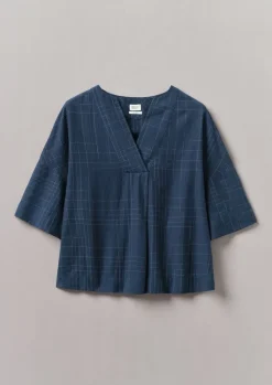 TOAST Sketched Check Cotton Pyjama Top-Women Nightwear