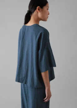 TOAST Sketched Check Cotton Pyjama Top-Women Nightwear