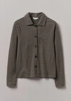 TOAST Stripe Cotton Jersey Shirt-Women Jersey|Shirts