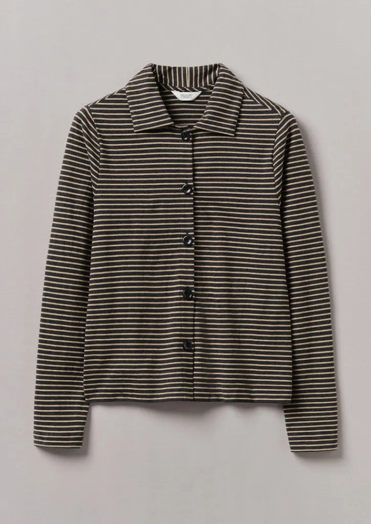 TOAST Stripe Cotton Jersey Shirt-Women Jersey|Shirts