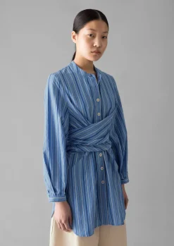 TOAST Stripe Poplin Wrap Front Shirt-Women Tops & Tees