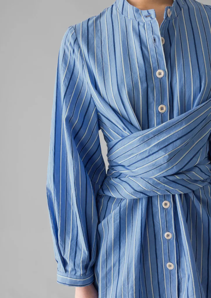 TOAST Stripe Poplin Wrap Front Shirt-Women Tops & Tees