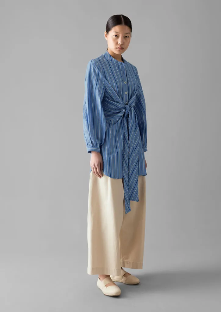 TOAST Stripe Poplin Wrap Front Shirt-Women Tops & Tees